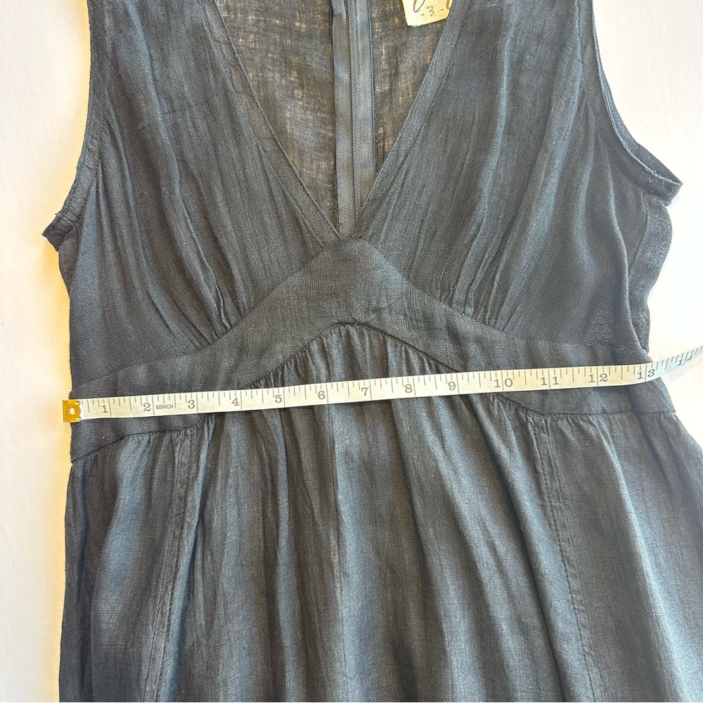 JAGA DTLA Linen Maxi Dress V Neck Full Skirt Size 3 Fitted Bodice - Picture 10 of 14